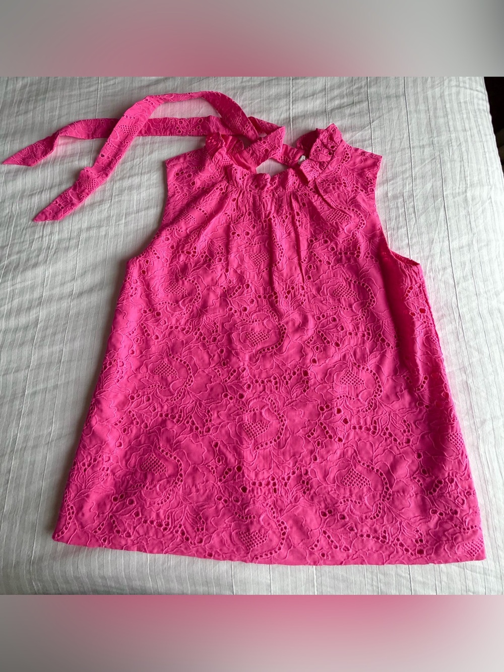 LILLY PULITZER Top, Blouse, XS, Dahliana Eyelet, Bright Pink, Summer - Picture 3 of 8